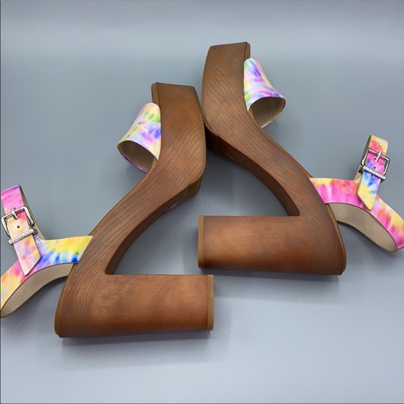 Gianni Bini NEW IN BOX Palmeera Platform Block Heel Sandals 🌈BRIGHT MULTI SZ 9 - Picture 2 of 6